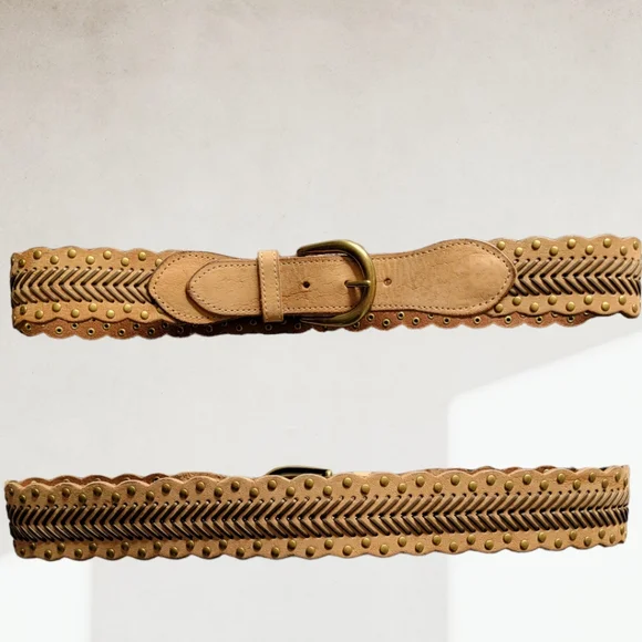 ANOTHER LINE | Vintage Tan Leather Belt Sz.M - Picture 2 of 7